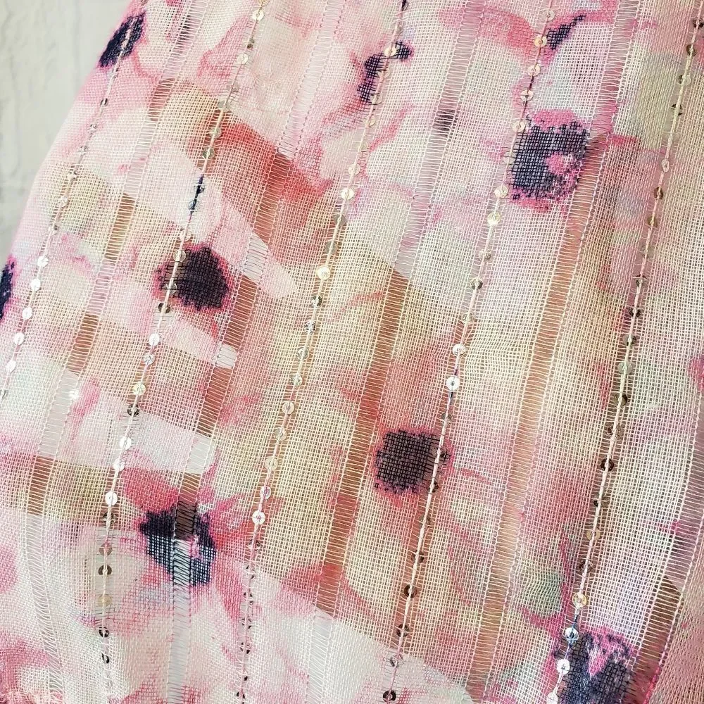 SEQUINED Semi-sheer Floral Scarf